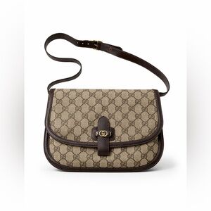 RARE vintage Gucci GG Supreme canvas crossbody with brown leather trim